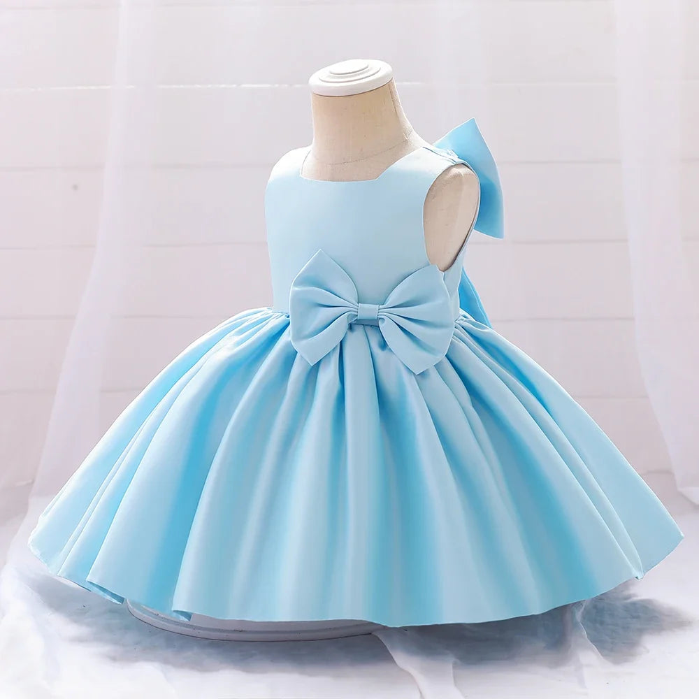 Big Bow Baby Girls Party Dress Toddler 1st Birthday Baptism Princess Kids Dresses for Girl White Wedding Prom Christmas Costumes