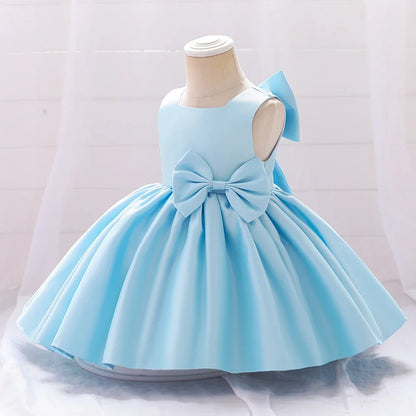 Big Bow Baby Girls Party Dress Toddler 1st Birthday Baptism Princess Kids Dresses for Girl White Wedding Prom Christmas Costumes