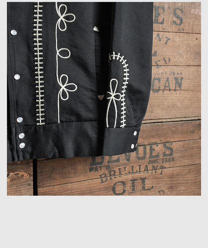 Non Stock Bolero Men's Rockabilly Jacket in Black Vintage-Inspired Western Embroidery Outerwear