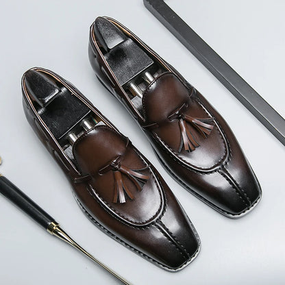 Fashion Shoe Office Shoes for Men Casual Shoes Breathable Leather Loafers Mens Driving Moccasins Comfortable Slip on 2023 Brown