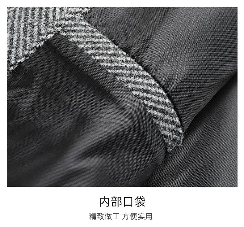 Men's Wool Blazer Herringbone Pattern Casual Business Suit Jacket Comfortable and Stylish Coat