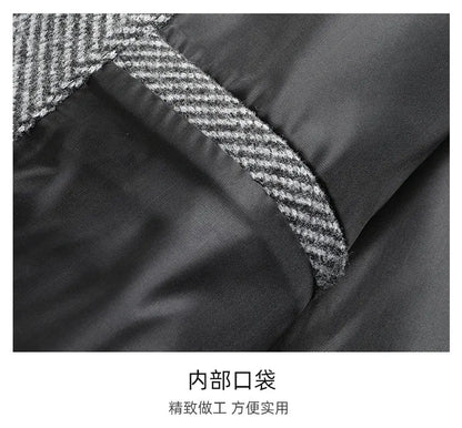 Men's Wool Blazer Herringbone Pattern Casual Business Suit Jacket Comfortable and Stylish Coat