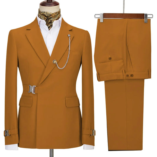 New casual Black men's suits slim two-piece business Korean version of the groom and best man wedding dress