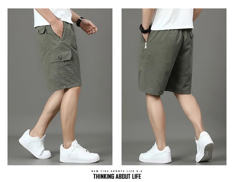 Summer new men's work shorts pocket zip trend versatile casual trousers five work trousers