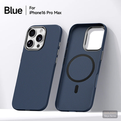 Kevlar Pattern Texture Wireless Charging Case For IPhone 18 Pro Max 17 16 360° Rotate Bracket Bare-metal Feel Drop-Proof Cover