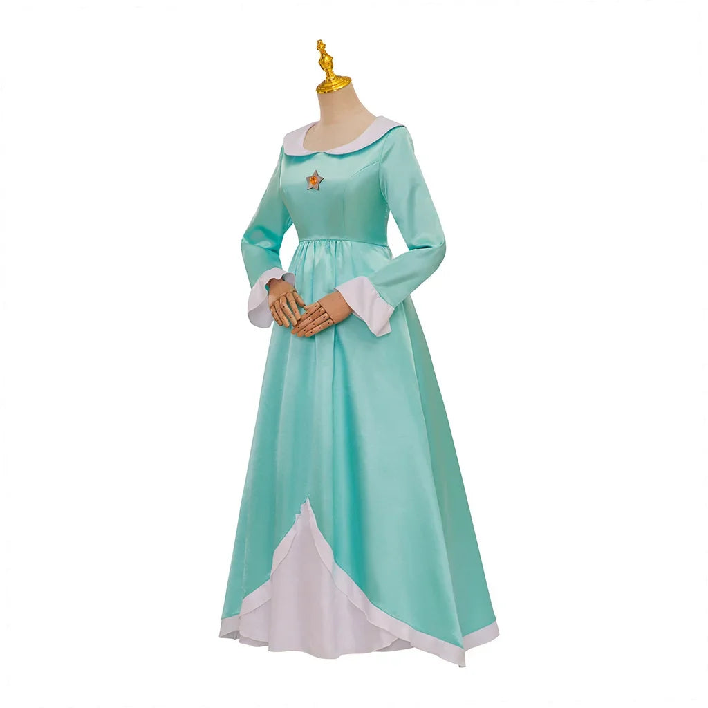 Anime Rosalina Cosplay Costume Blue Dress With Crown Set Princess Disguise Halloween Carnival Party Outfits For Women