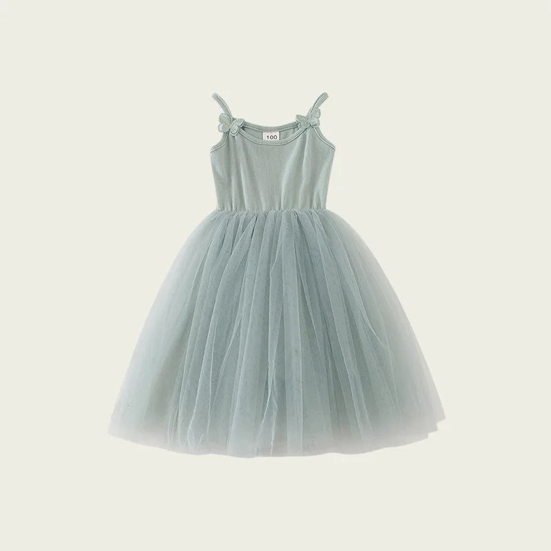 2026 Summer Baby Girls Kids Cute Tutu Sling Dress Sleeveless Tulle Birthday Party Vestido Ballet Princess Dress Children Clothes