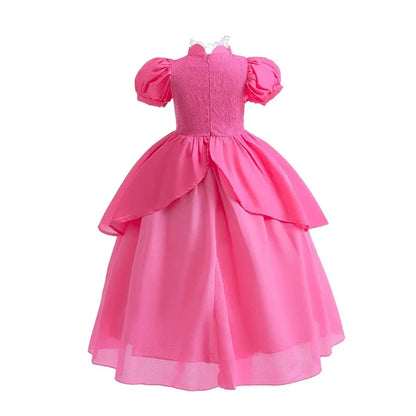 Halloween Peach Girl Peach Cosplay Dress Up Princess Game Role Play 4 Yrs Kid Final Level Peach Costume Movie Elegant Party 2-10
