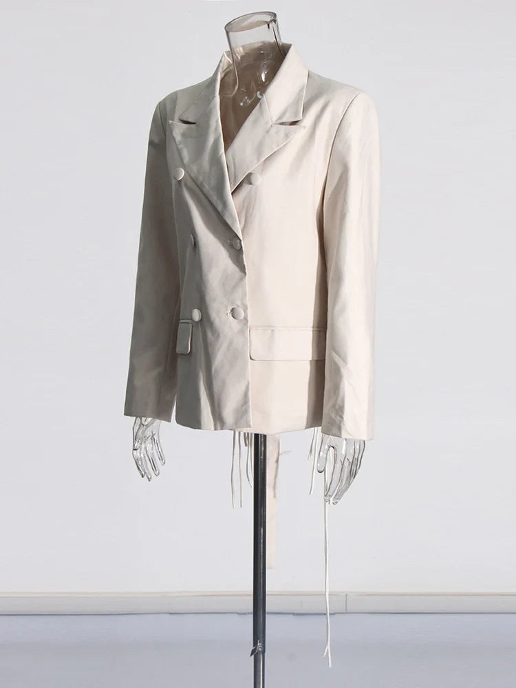 Patchwork Diamonds Backless Blazer For Women Notched Collar Long Sleeve Spliced Button Chic Blazers Female Style