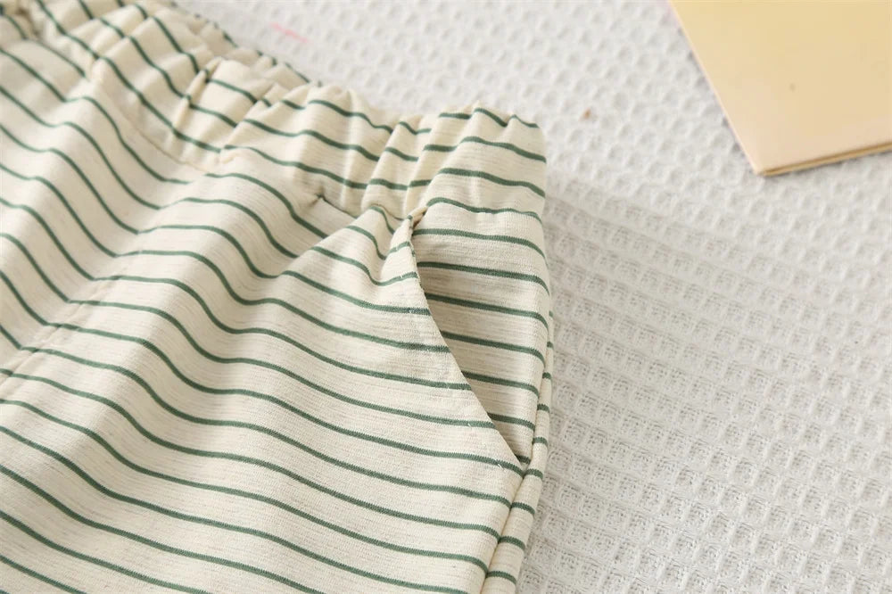 New Summer Baby Boy Clothes Set Toddler Boys Striped Cartoon T-shirt Short Pant 2-Piece Casual Infant Children's Clothing Outfit