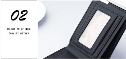 Short Men Wallets Card Holder Photo Holder Slim Male Print Wallet High Quality PU Leather Money Bag New Kpop Small Men's Purse