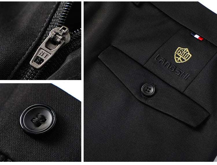 Men Stretch Suit Pants Business Dress Pants Wrinkle Free Embriodery 4-Way Stretch Formal Dress Pants