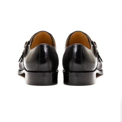 Luxury Genuine Leather Double Buckle Monk Strap Formal Shoes for Men Classic Cap Toe Business Office Wedding Dress Shoes