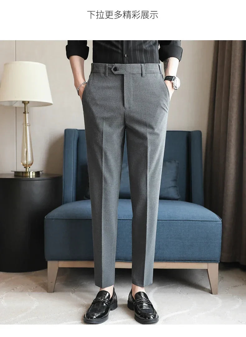 Plus size 44 42 40 Men Business Social Suit Pant 2024 Spring Formal Slim Wedding Trouser Mens Brand Fashion Casual Dress Pants
