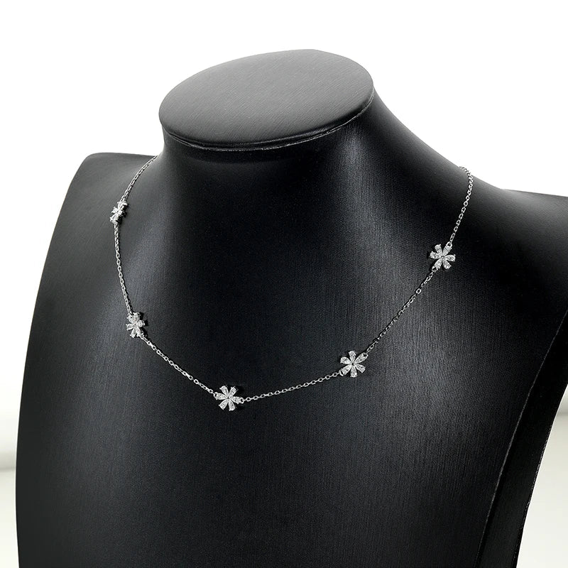Pear Cut Flower Moissanite Necklaces for Women GRA Certified Lab Moissanite s925 Sterling Silver Chain Dainty Necklace
