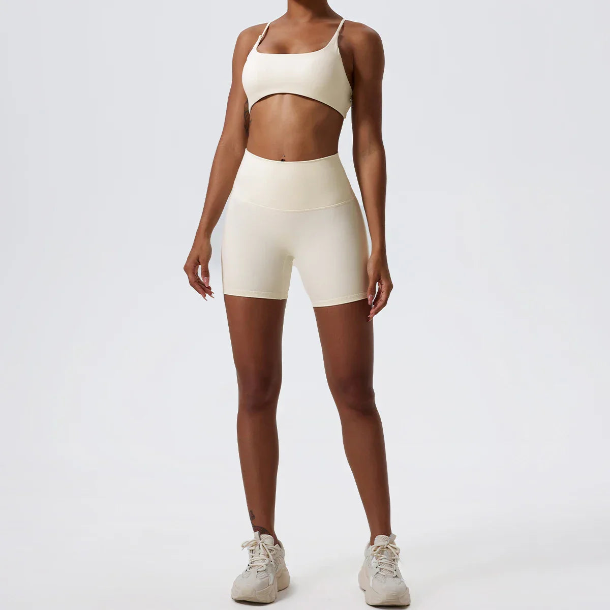 Two Pieces Yoga Set Women Gym Shorts Sports Suit Female Soften Skin-Friendly Activewear Beauty Back Women Sportswear