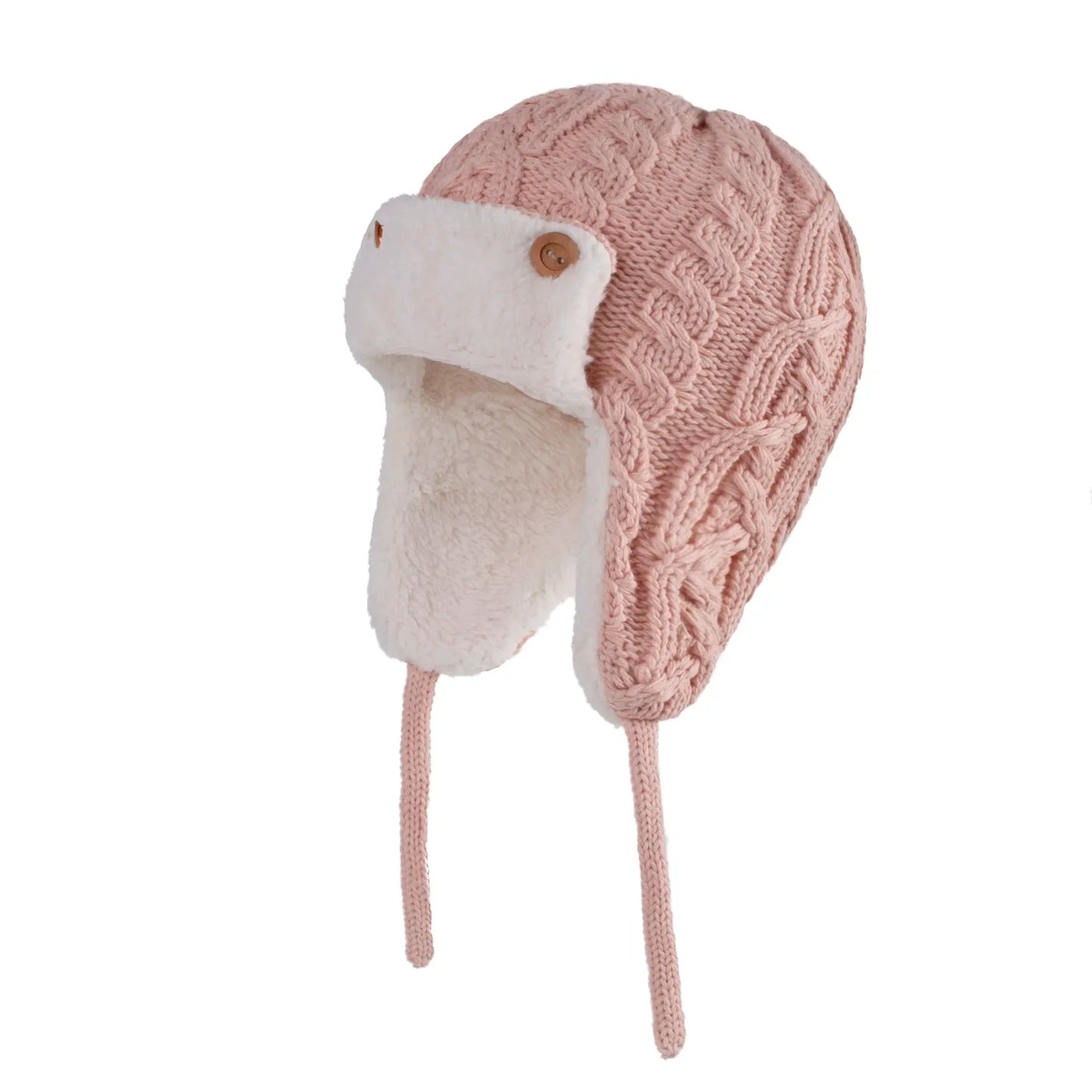 Toddler Kids Baby Winter Knitted Bomber Hat Fleece Lined Warm Cute Beanie for Boys Girls