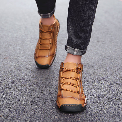 Fashion Men Ankle Boots Handmade Mens Boots Lightweight Mens Designer Boots Outdoor Sneakers Leather Work Boots Plus Size 38-48
