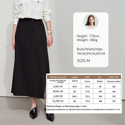 Minimalist Autumn New Commuter Asymmetrical Oblique Placket Split Skirt Non Ironing Anti Wrinkle A Shape Skirt 12551003