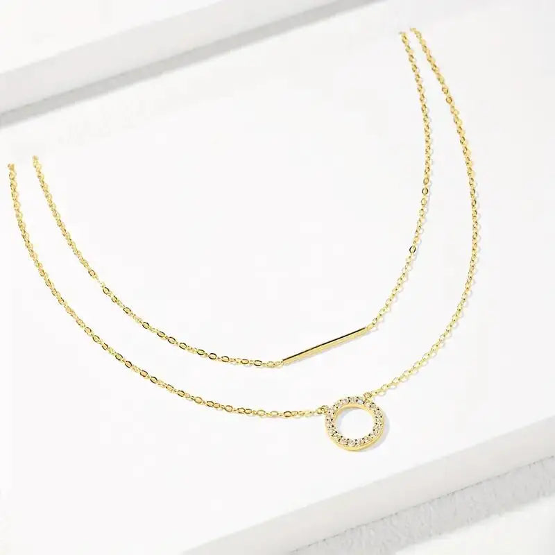 Moissanite Loop Pendant Necklace for Women 925 Sterling Silver Double Layer Clavicle Chain Necklaces Fine Jewelry Gifts
