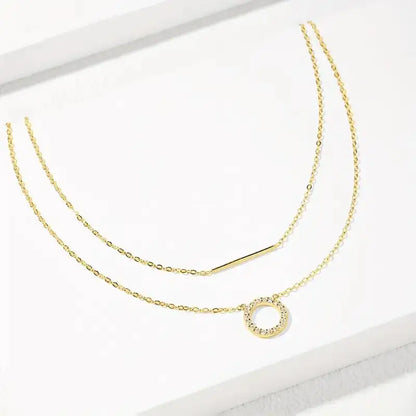Moissanite Loop Pendant Necklace for Women 925 Sterling Silver Double Layer Clavicle Chain Necklaces Fine Jewelry Gifts