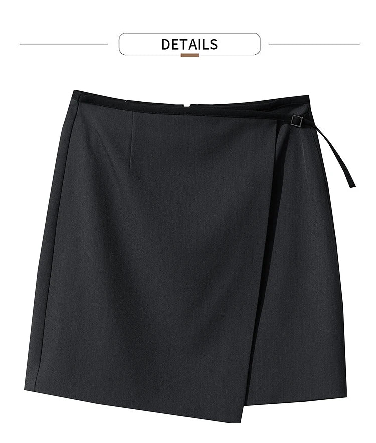 Minimalist Women's Skirt 2025 Spring New Office Lady Versatile Fashion Asymmetric Wrinkle A-line Half-body Skirt 12511092