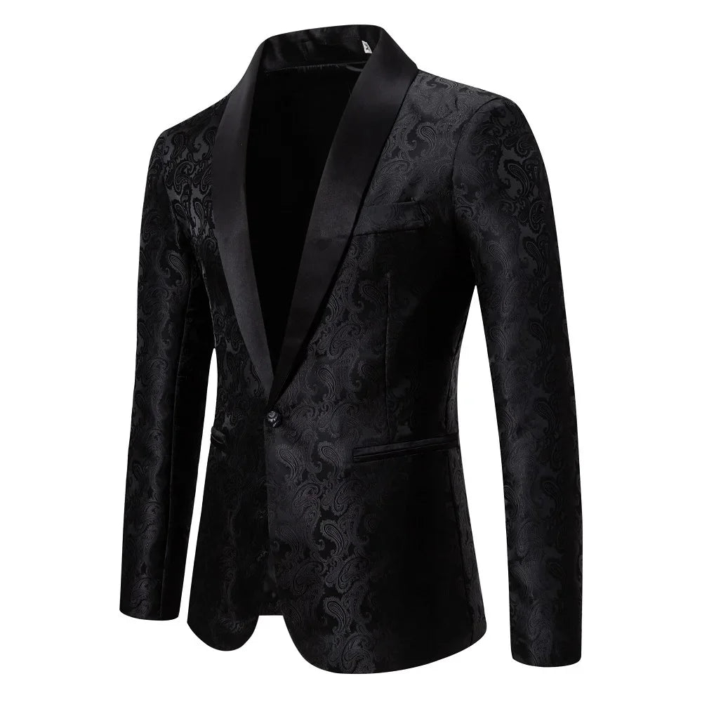 2026 New Men's Red Cashew Flower Blazer, Wedding Party Dress Jacket, White Blue Black Brands Blazers Coat, S M L XL XXL