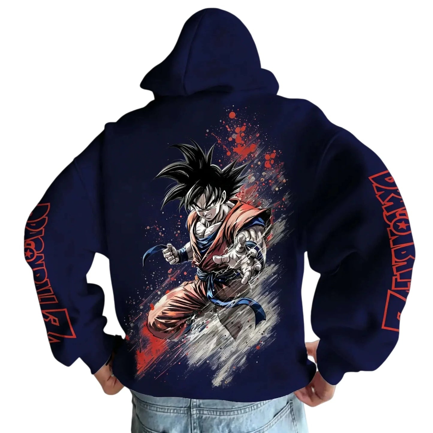 2026 Dragon Ball Retro Anime Hoodie, Son Goku Print Men's Pure Cotton Hoodie, Casual Loose Sports Daily Version Y2K Style