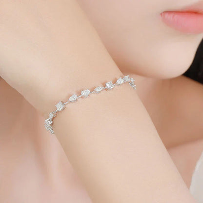 Full Pear Oval Marquise Cut Moissanite Tennis Bracelet for Women Men 925 Silver Pass Diamond Test Bangle Link Bracelets