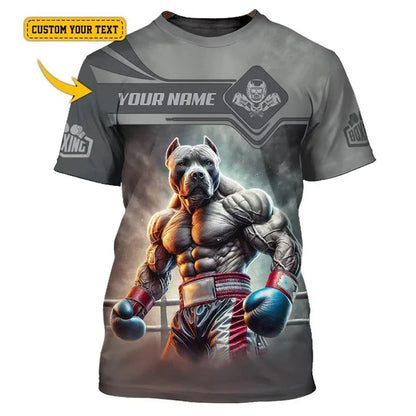 Muscle Pitbull Boxing T-shirt For Men Sports Training Breathable T Shirts Boxing Hobby Children Summer DIY Custom Name Tee