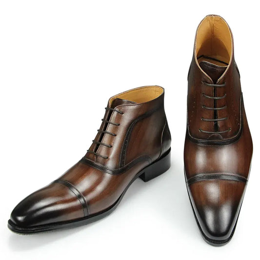 Luxury Men Genuine Leather Ankle Boots Fashion Casual Zapatos De Hombre Suit Work Safety Pointed Toe Cool Trendy Boot Customized