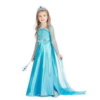 2026 Frozen Elsa Snow Queen Princess Dress Up Girls Fancy Costume Kids Role-play Carnival Children Birthday Party Dresses
