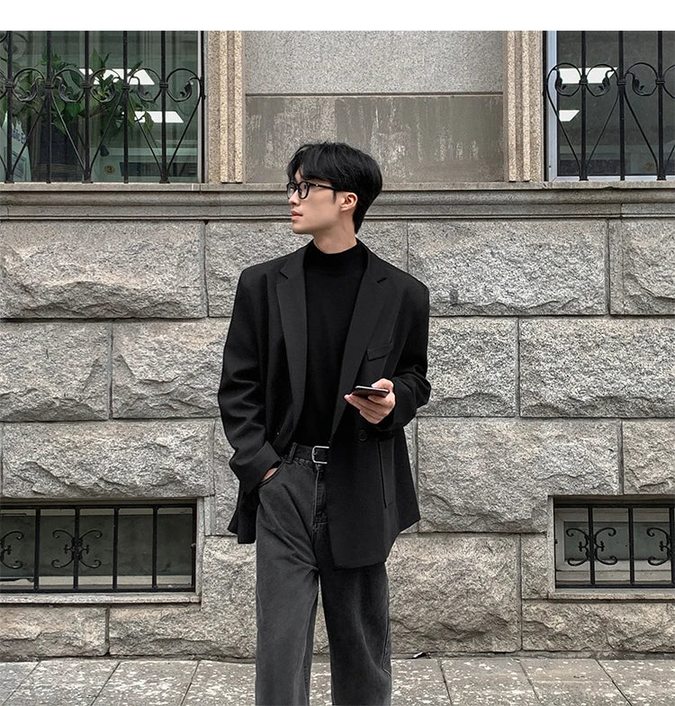 Spring Summer Men Formal Blazers Men Korean Fashion Loose Casual Dress Jacket Men Harajuku Social Suit Jacket Clothing
