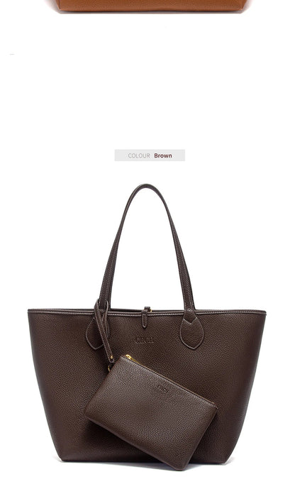 Autumn New Coffee Color Handbag Women's Tote Bag Double Sided Mother Child Casual Shopping Bag