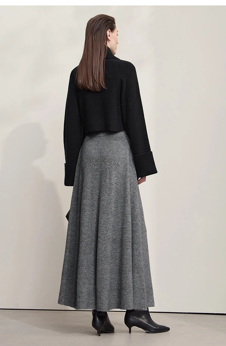 Knitted Skirts For Women 2025 Spring New Gentle A-line Long Skirt Loose Solid Color Elegant Versatile Woman Clothes12553045