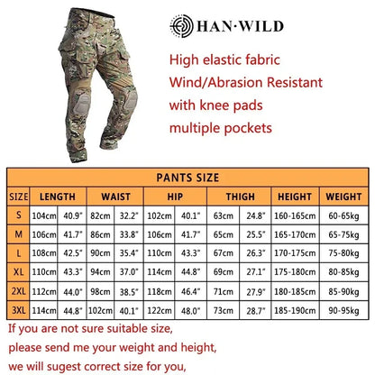 G3 Combat Pants +Pads Elastic Sport Pant Tactical Gear CP Climbing Camo Outdoor Tactic Pants Airsoft Cargo Casual Work Trouser