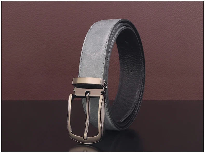 High quality pin buckle genuine leather fashion designers belts men casual luxury gray Cowskin young men ceinture homme B584