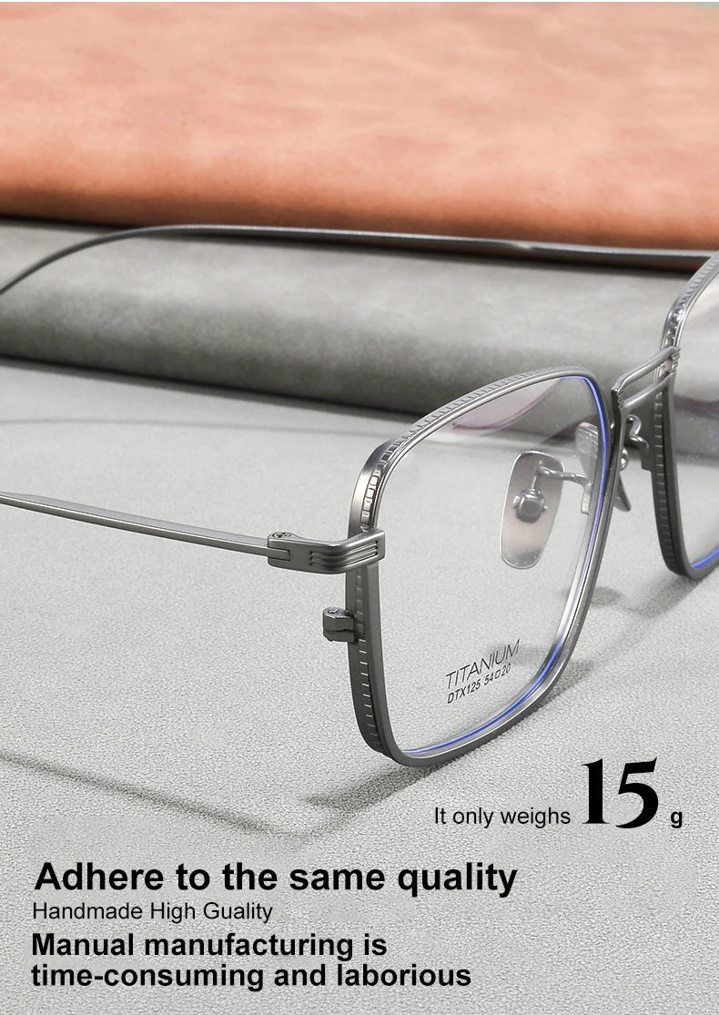 Ultralight Pure Titanium Frames Business Retro Square Men's Reading Glasses Anti-blue Light Customized Myopia DTX125