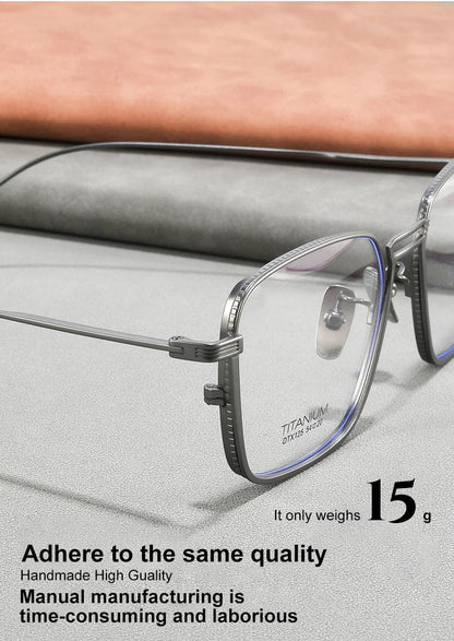Ultralight Pure Titanium Frames Business Retro Square Men's Reading Glasses Anti-blue Light Customized Myopia DTX125