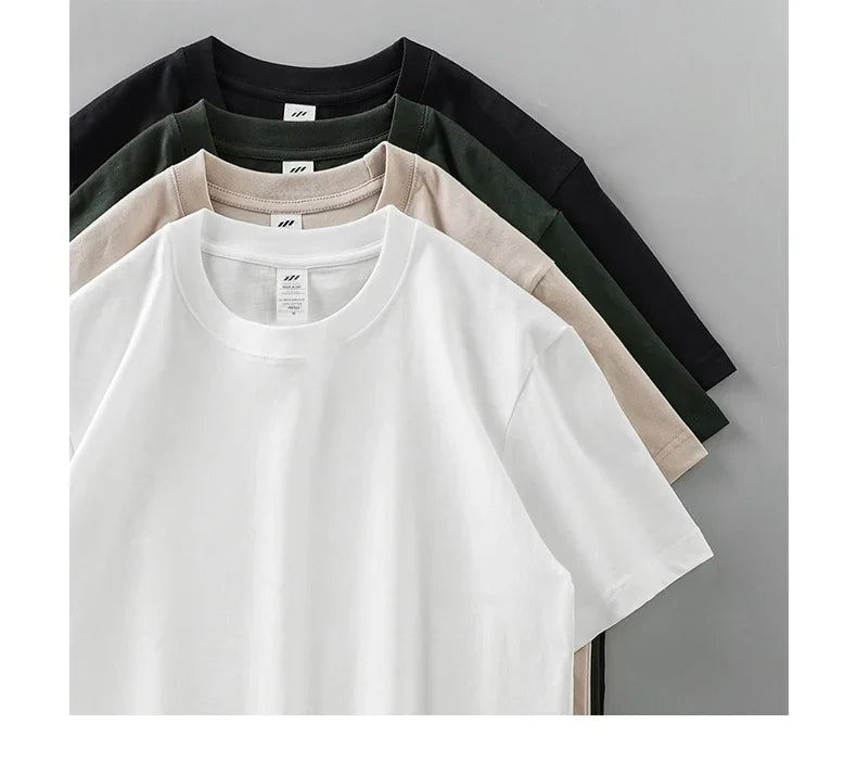 8.1Oz 230gsm Men's Pure Cotton T Shirts 2025 Summer New Oversizes Solid Color T-Shirts for Men and Women Customizable