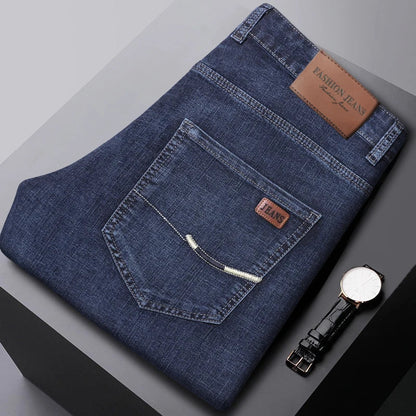 Models Spring Autumn Business Jeans Men Casual Straight Stretch Fashion Classic Work Denim Trousers Brand Clothing