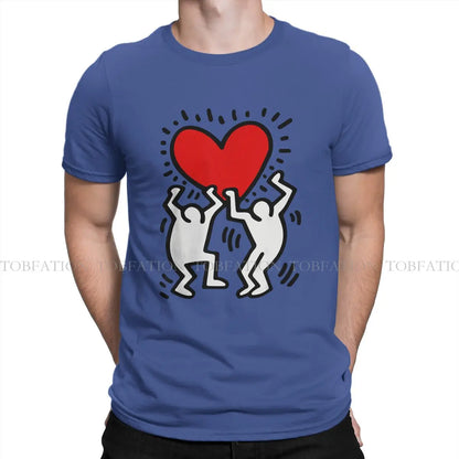 Haring Geometric Graffiti Heart Retro T Shirt Punk Men's Tees Summer Cotton Clothing Harajuku O-Neck TShirt