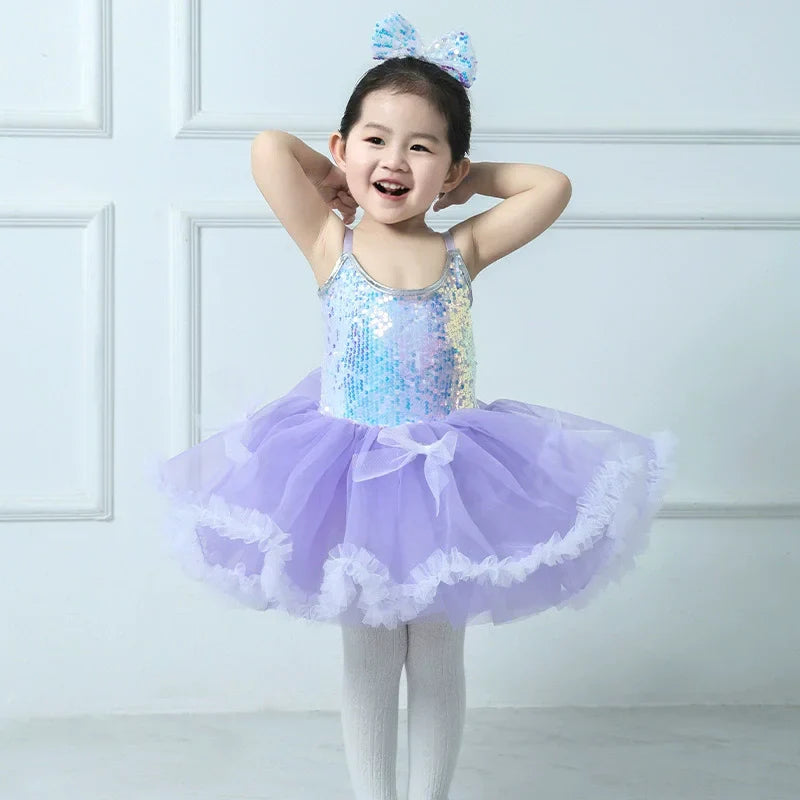 Children's Day Dance Dress Girl Ballet Princess Summer Dresses Girls Ballet Sequins Outfit Kids Clothes Vestidos Birthday Gift