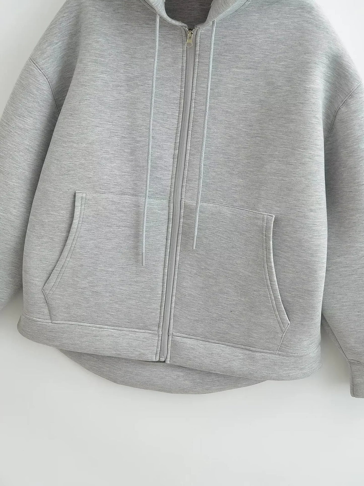 Autumn Women Casual Hooded Jacket Loose Oversize Zipper Hoodie Sweatshirts Solid Coat Office Lady Chic Outwear Tops