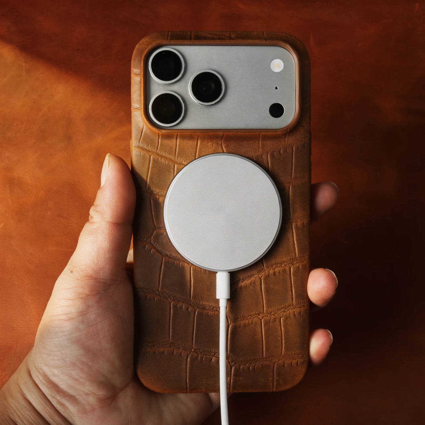 Magsafe Case For iphone 16 15 17 Pro Max Air 17e 16e 14 Plus 13 12 Mini 11 Crazy Horse Crocodile Genuine Leather Back Cover