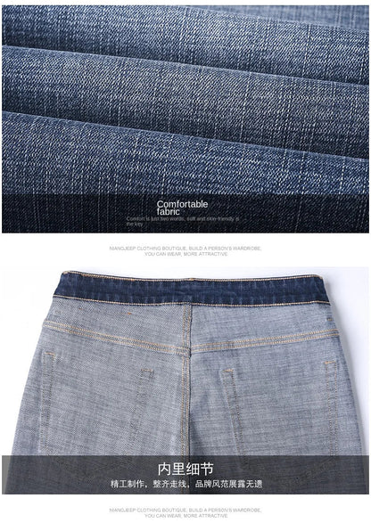 New Spring Summer Plus Size 40 42 44 Men Straight Loose Jeans Business Fashion Denim Stretch Pants Male Brand Trousers