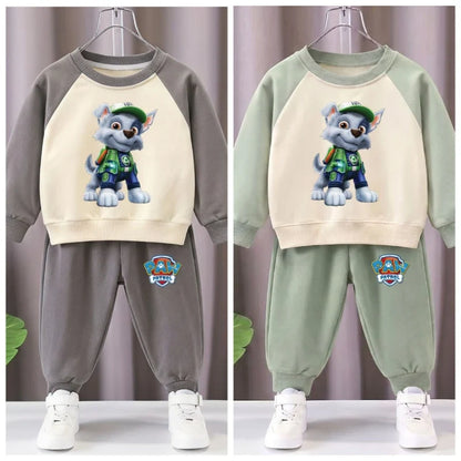 2026 New Paw Patrol Kids Raglan Sweatshirt 2‑Piece Set, Color Block Cartoon Tracksuit for Boys Girls Spring Autumn