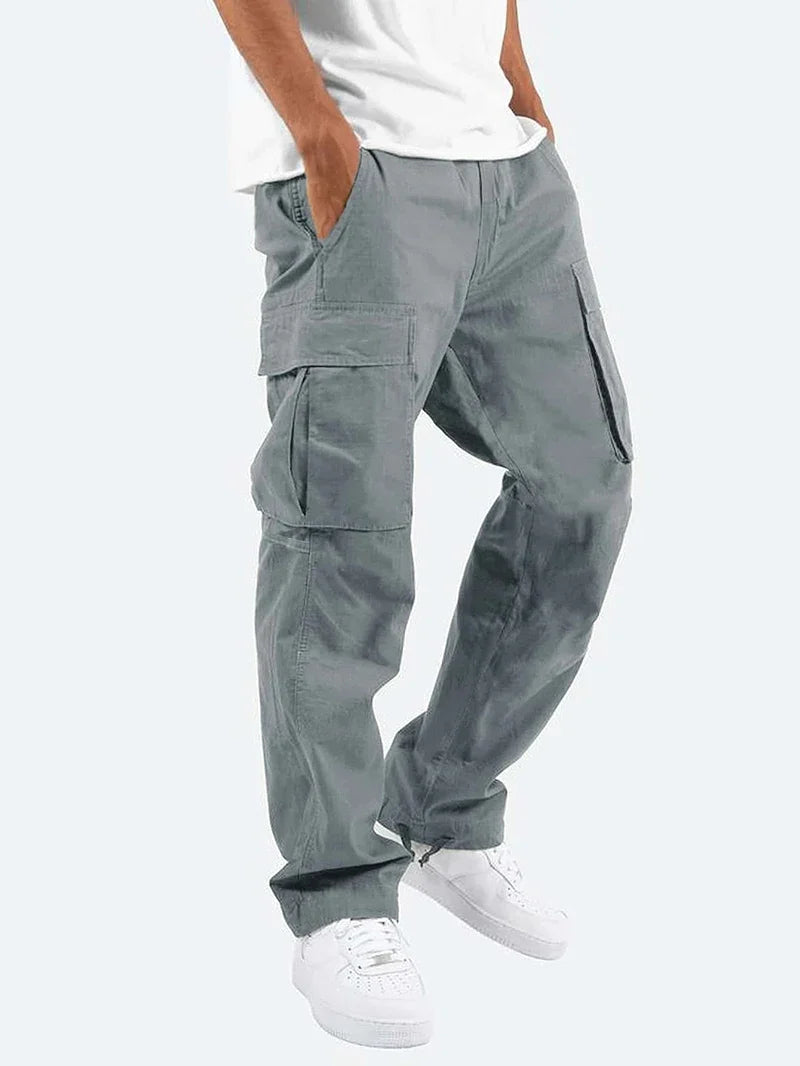 American Men Cargo Pants Casual Work Trousers Multi-pocket Workwear Straight Pants Spring Autumn Lightweight Fashion Streetwear