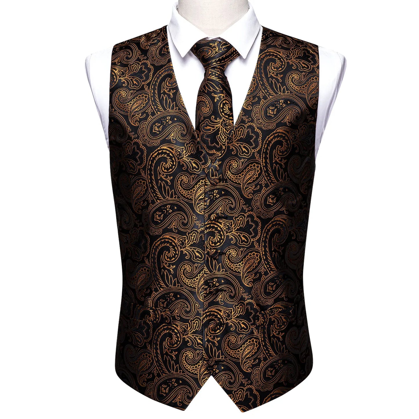 Green Suit Vest Men Paisley Waistcoat Plaid Silk Tie Handkerchief Cufflinks for Wedding Summer Vests Tuxedo MJ-2004 Barry.Wang