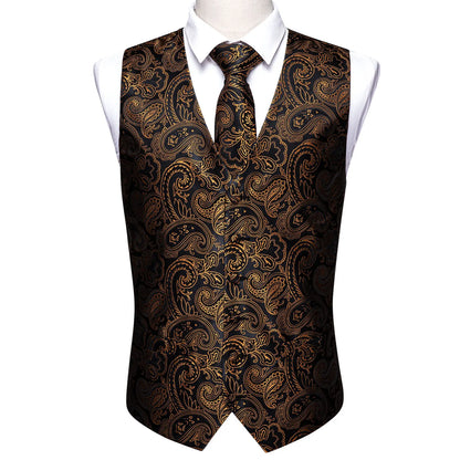 Green Suit Vest Men Paisley Waistcoat Plaid Silk Tie Handkerchief Cufflinks for Wedding Summer Vests Tuxedo MJ-2004 Barry.Wang